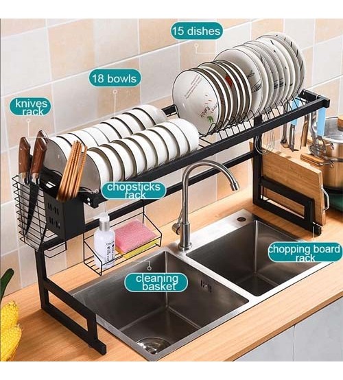 Multi Funtional Dish Drying Rack Over Sink Drainer Shelf Storage Rack Kitchen Cutlery